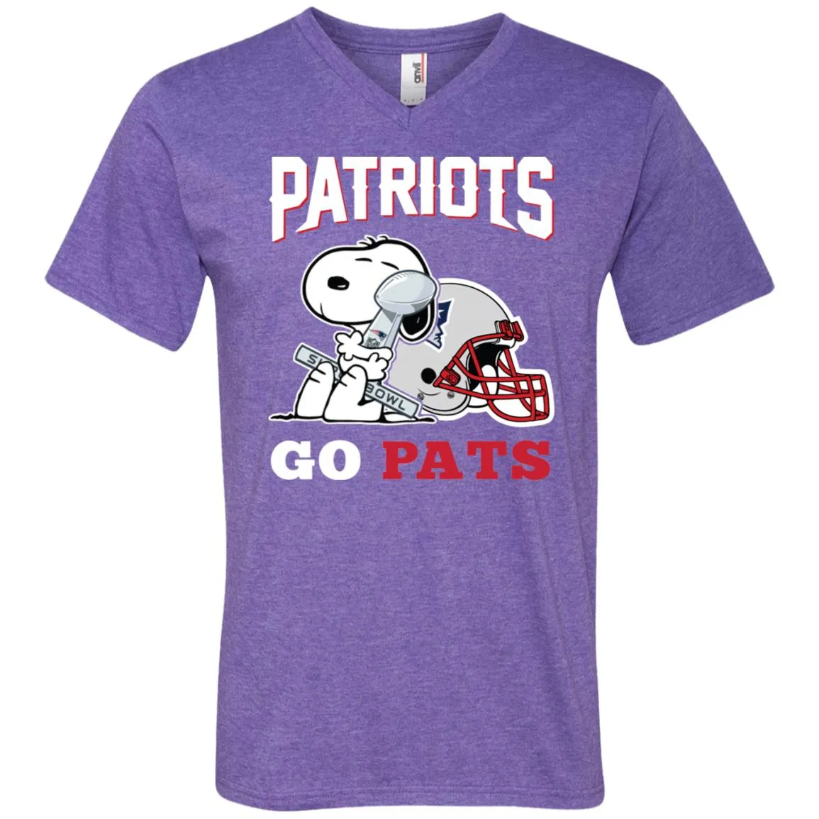 Go Pats - New England Patriots Super Bowl 2019 Snoopy Football Nfl Men V-Neck T-Shirt