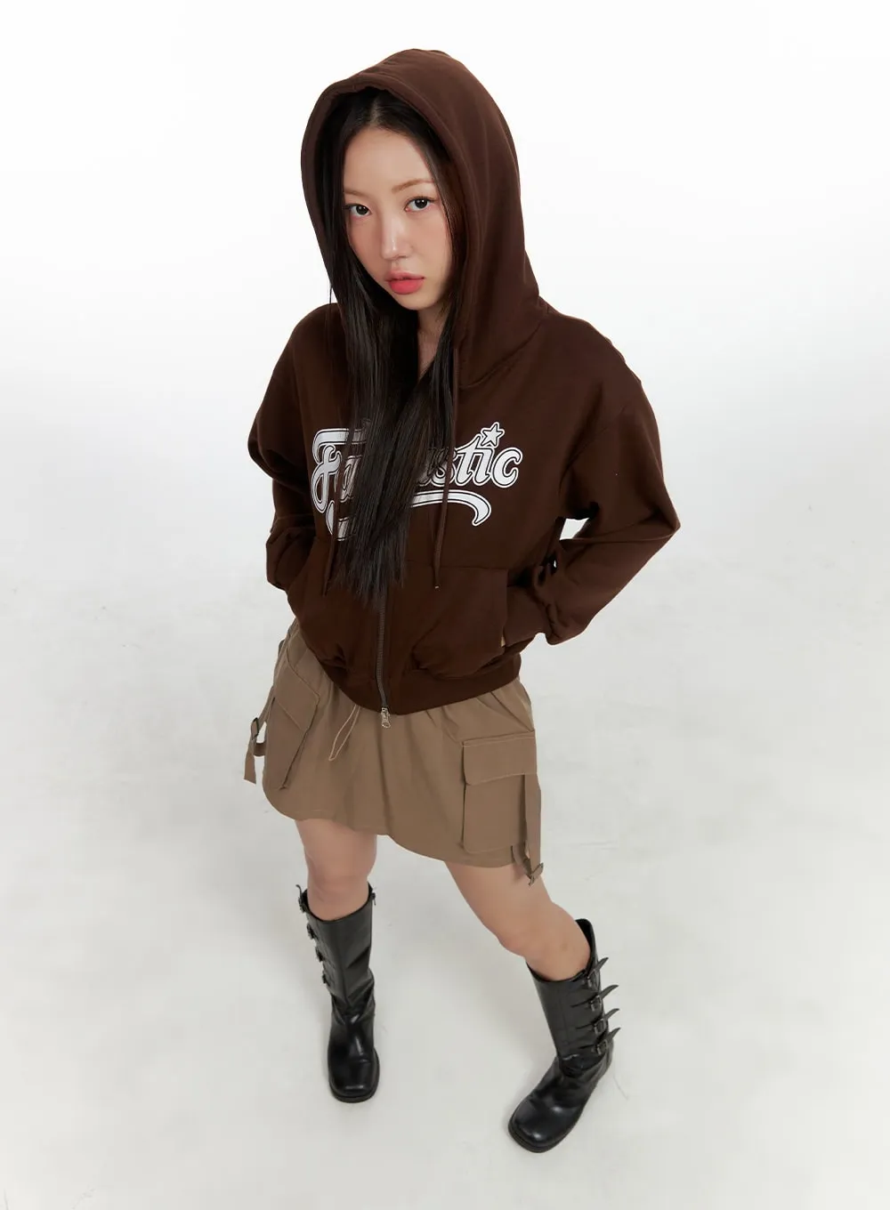 Graphic Zip-Up Hoodie OL408