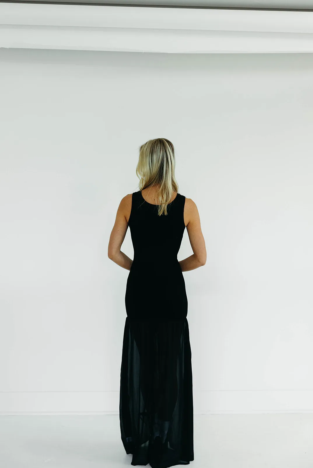 Half and Half Maxi Dress - Black