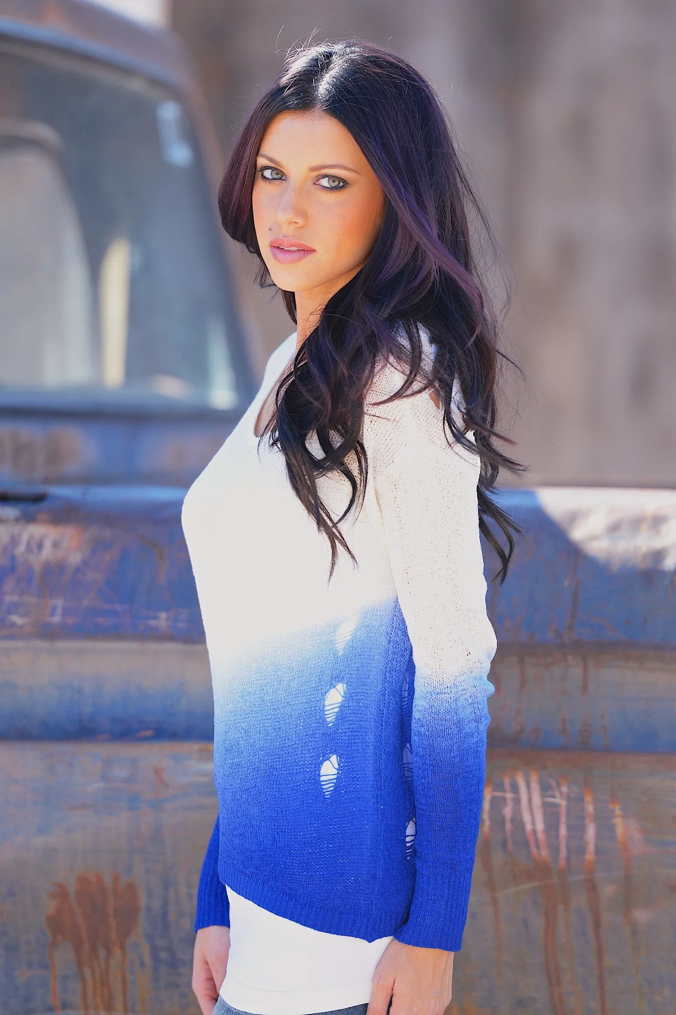 Head of the Class Ombre Sweater - Royal Blue