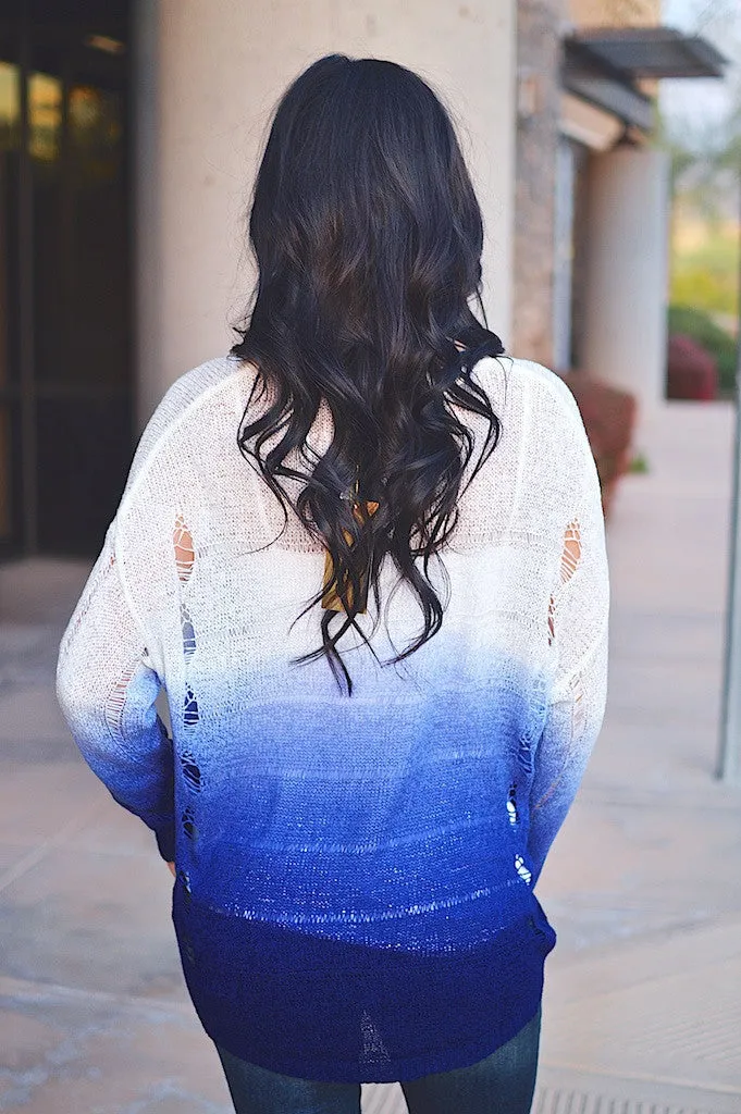 Head of the Class Ombre Sweater - Royal Blue