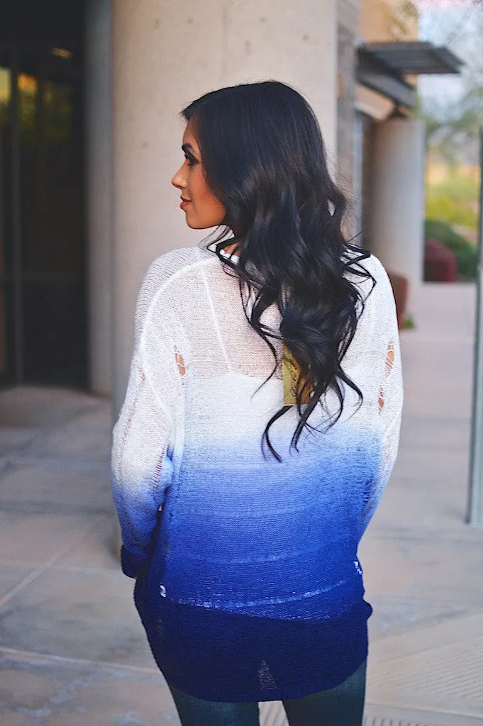 Head of the Class Ombre Sweater - Royal Blue