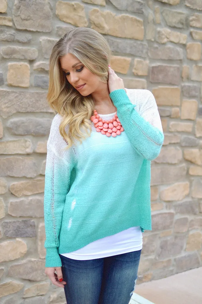 Head of the Class Ombre Sweater - Teal