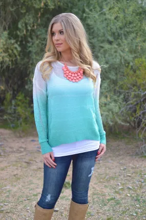 Head of the Class Ombre Sweater - Teal