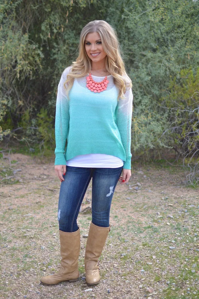 Head of the Class Ombre Sweater - Teal