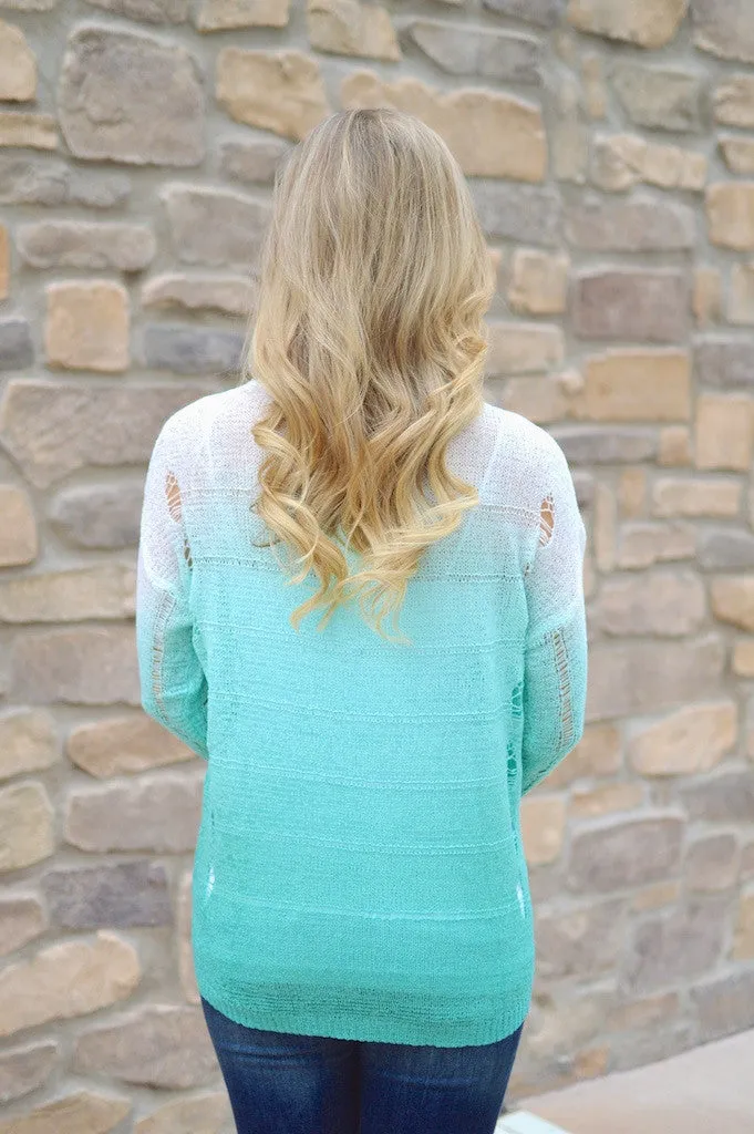 Head of the Class Ombre Sweater - Teal