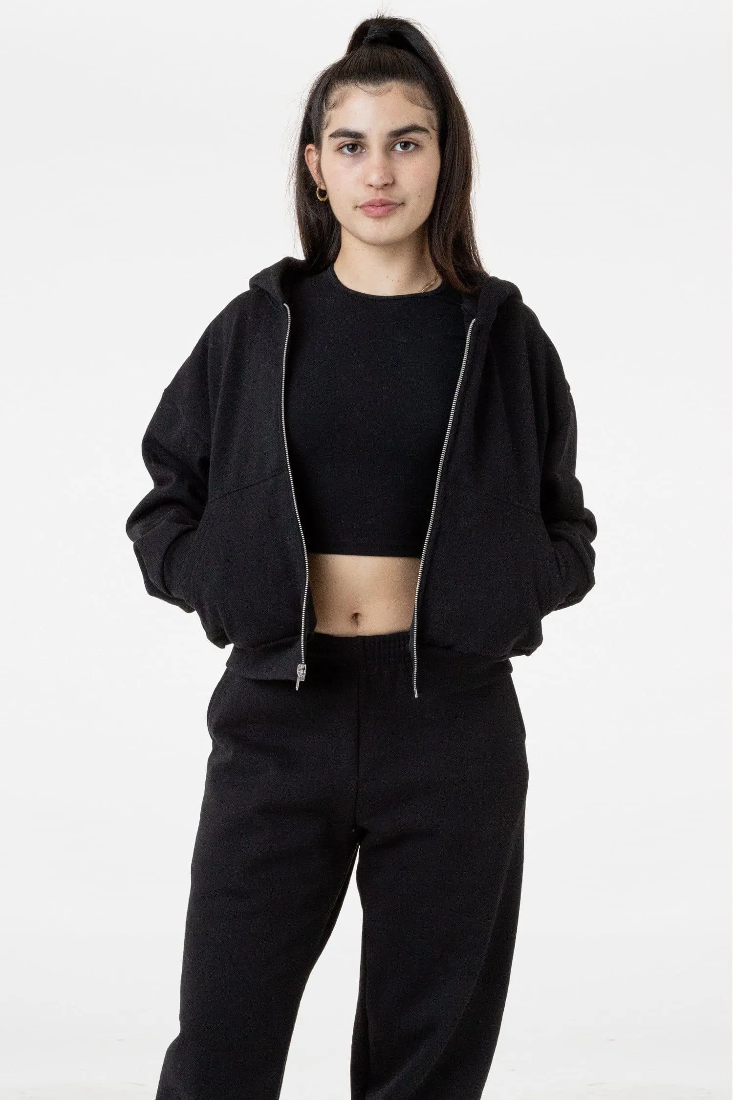 HF16 - Heavy Fleece Cropped Zip-Up Hoodie (Piece Dye)