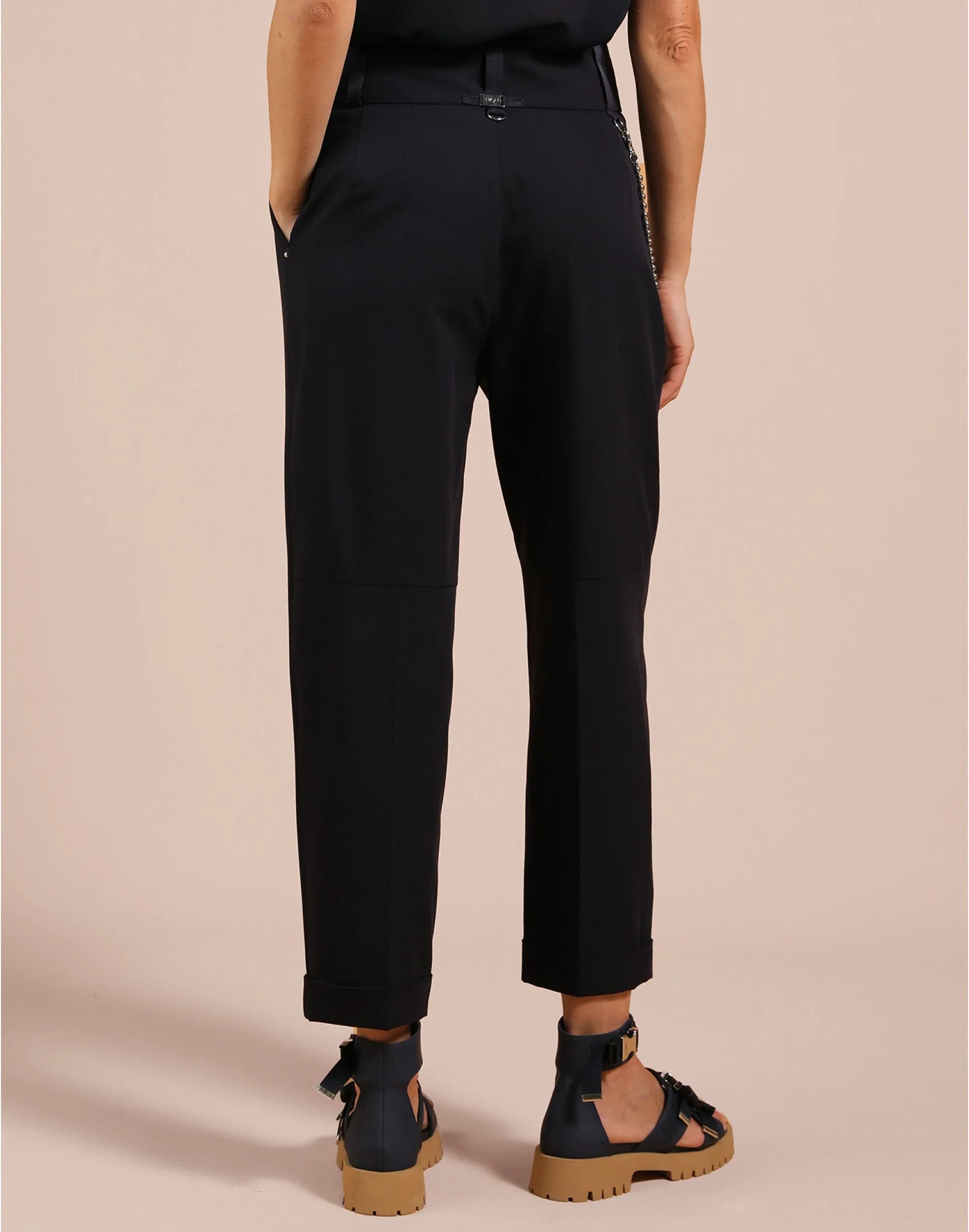 High Understated Navy Hip Chain Trouser