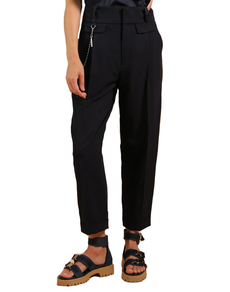 High Understated Navy Hip Chain Trouser