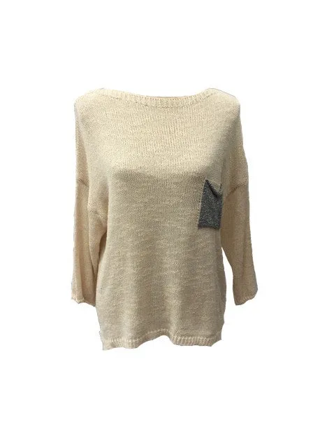 Ischia Patch Pocket Jumper in Cream