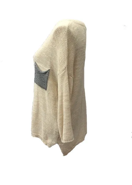 Ischia Patch Pocket Jumper in Cream