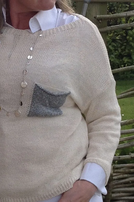 Ischia Patch Pocket Jumper in Cream