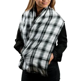 Ivory Plaid 58.5" x 11" Flannel Pocket Scarf