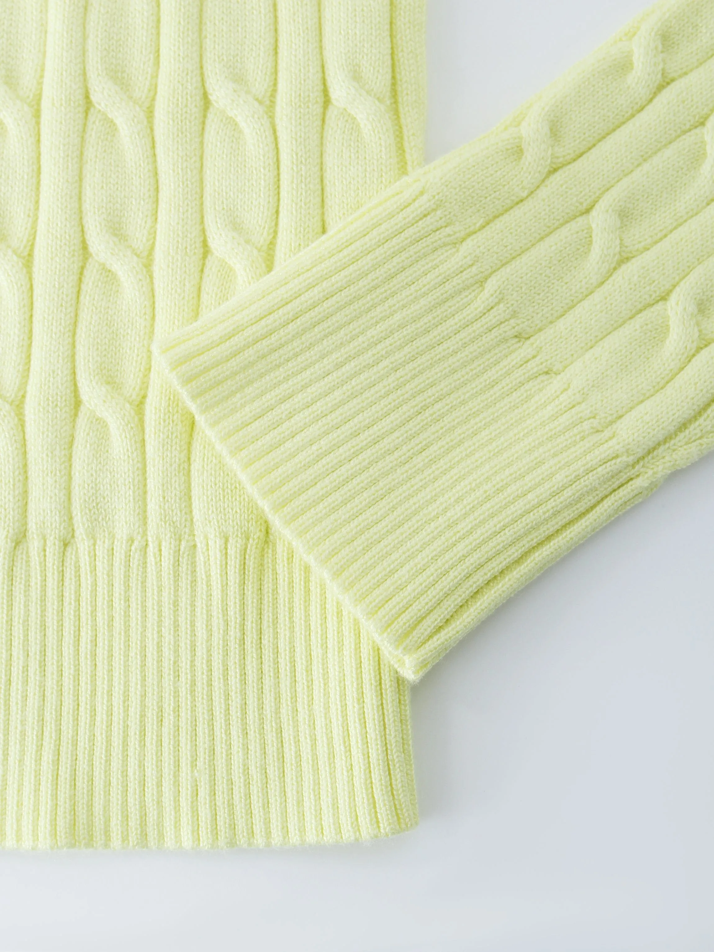 Knit Cable Sweater-Yellow