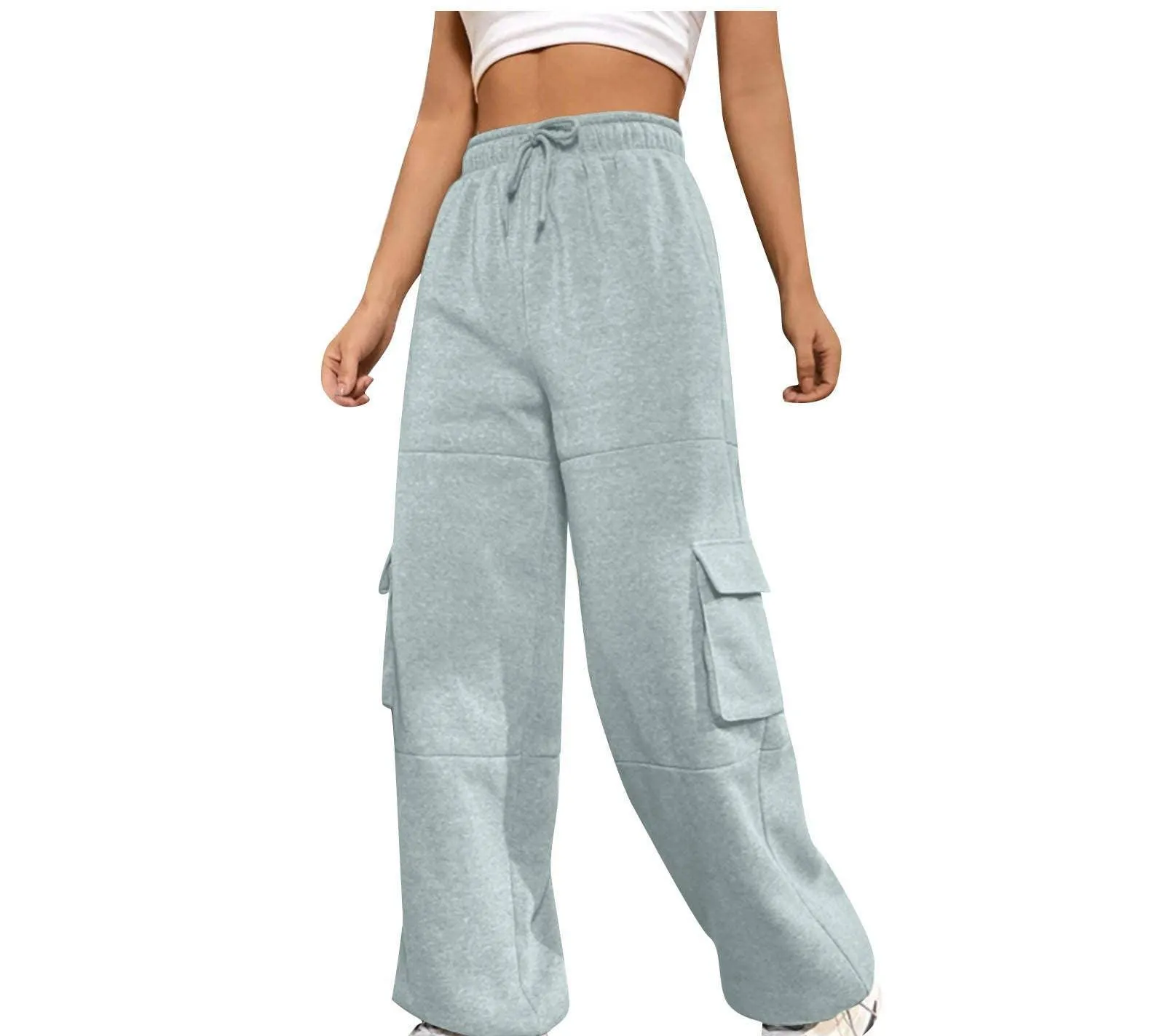 Ladies Elastic Waist Wide Leg Sweatpants 1056