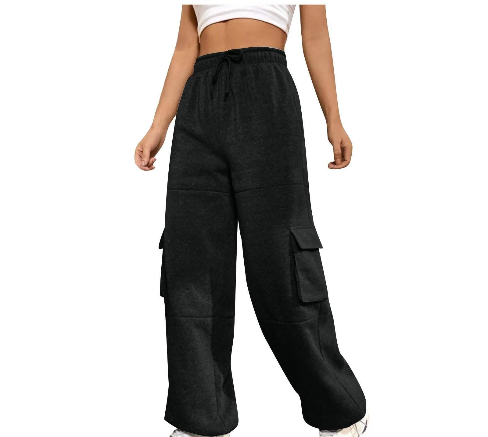 Ladies Elastic Waist Wide Leg Sweatpants 1056