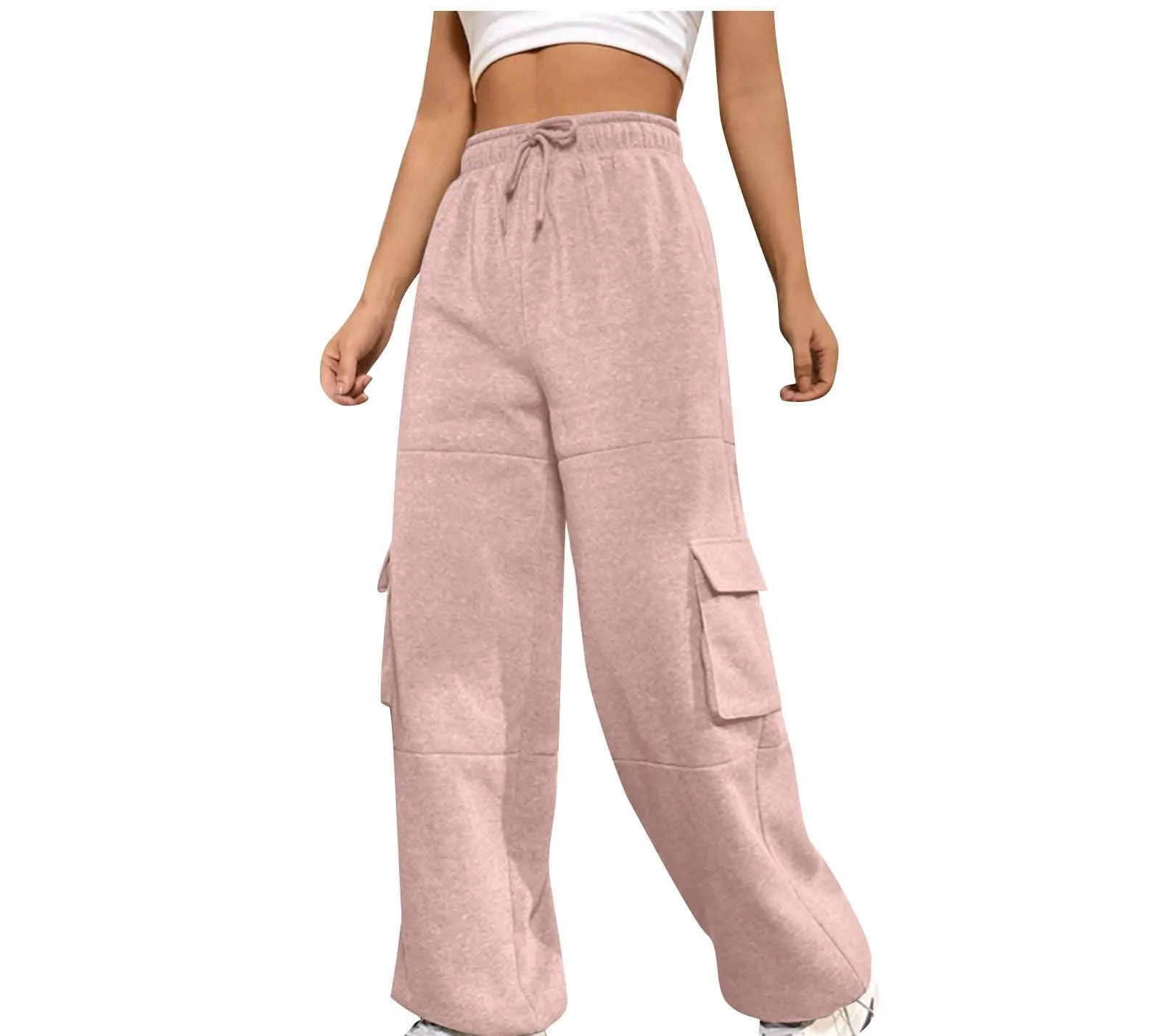 Ladies Elastic Waist Wide Leg Sweatpants 1056