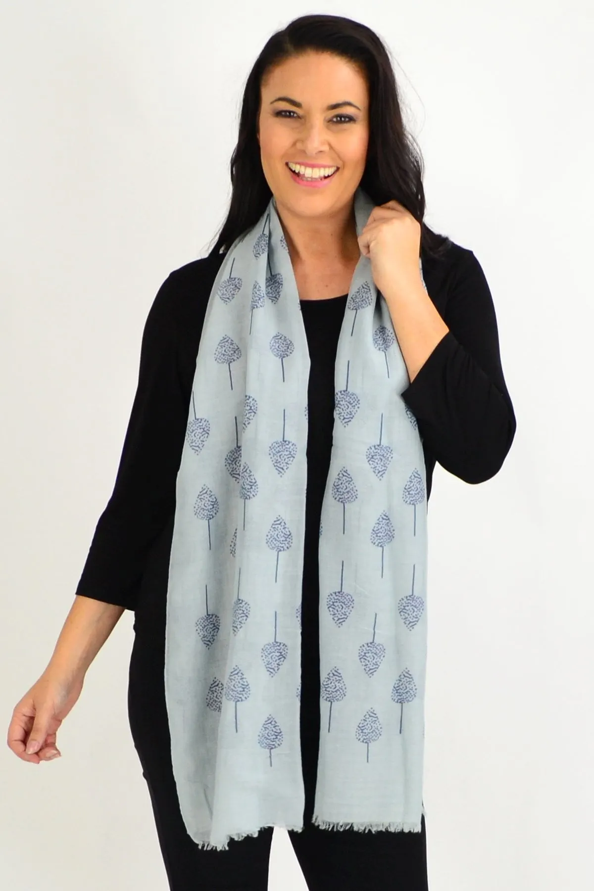 Lilac Leaf Grey Scarf