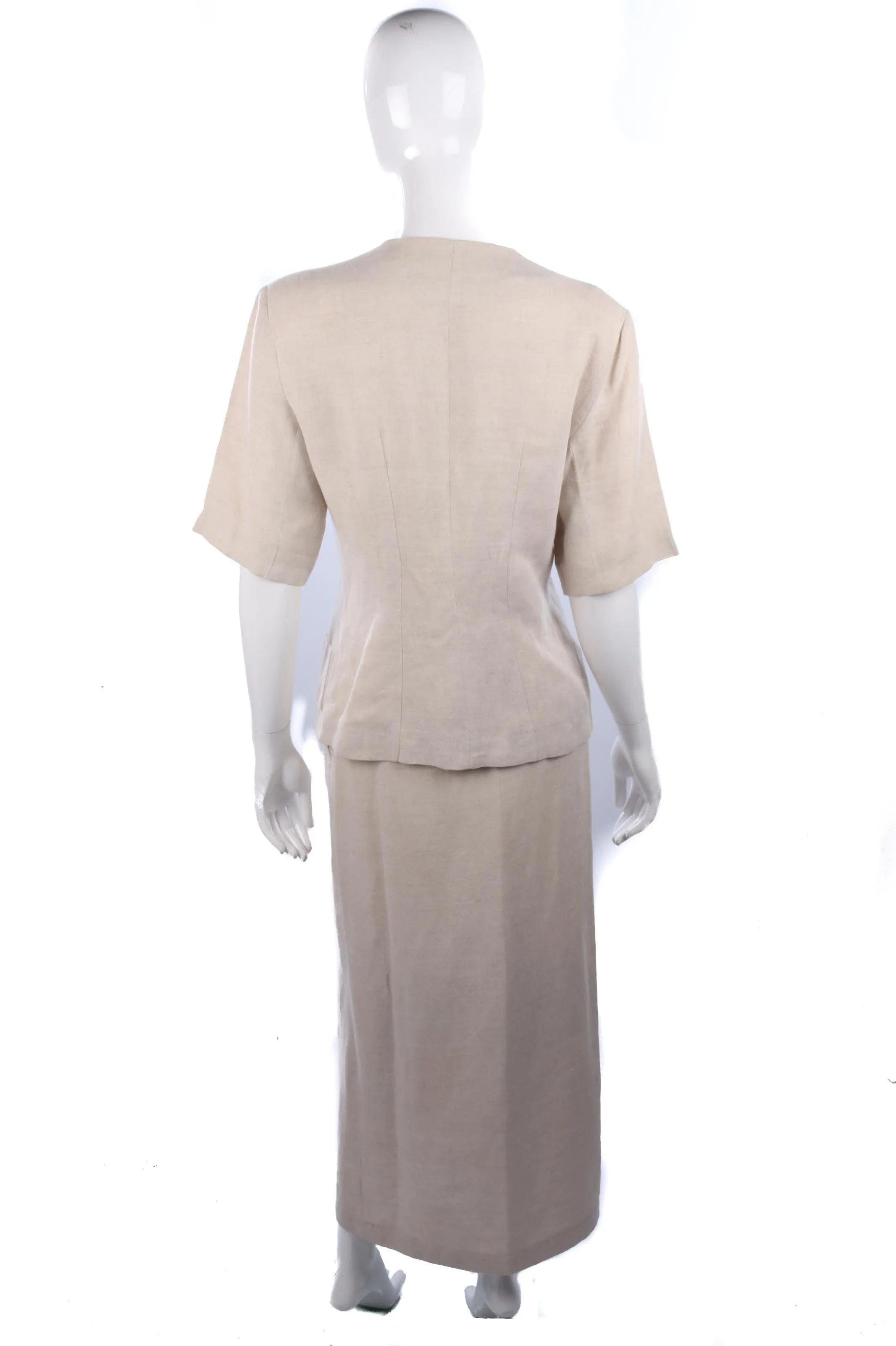 Linen cream skirt suit by Yellow Hammer, size 10