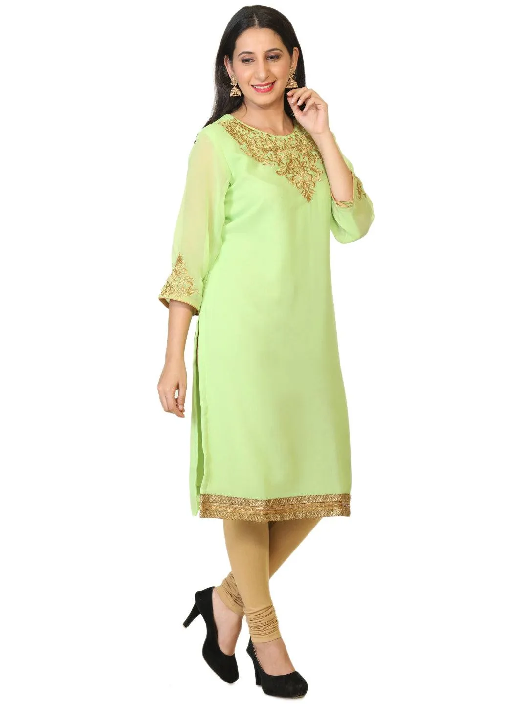 Long Party Wear Green Kurti / Tunic