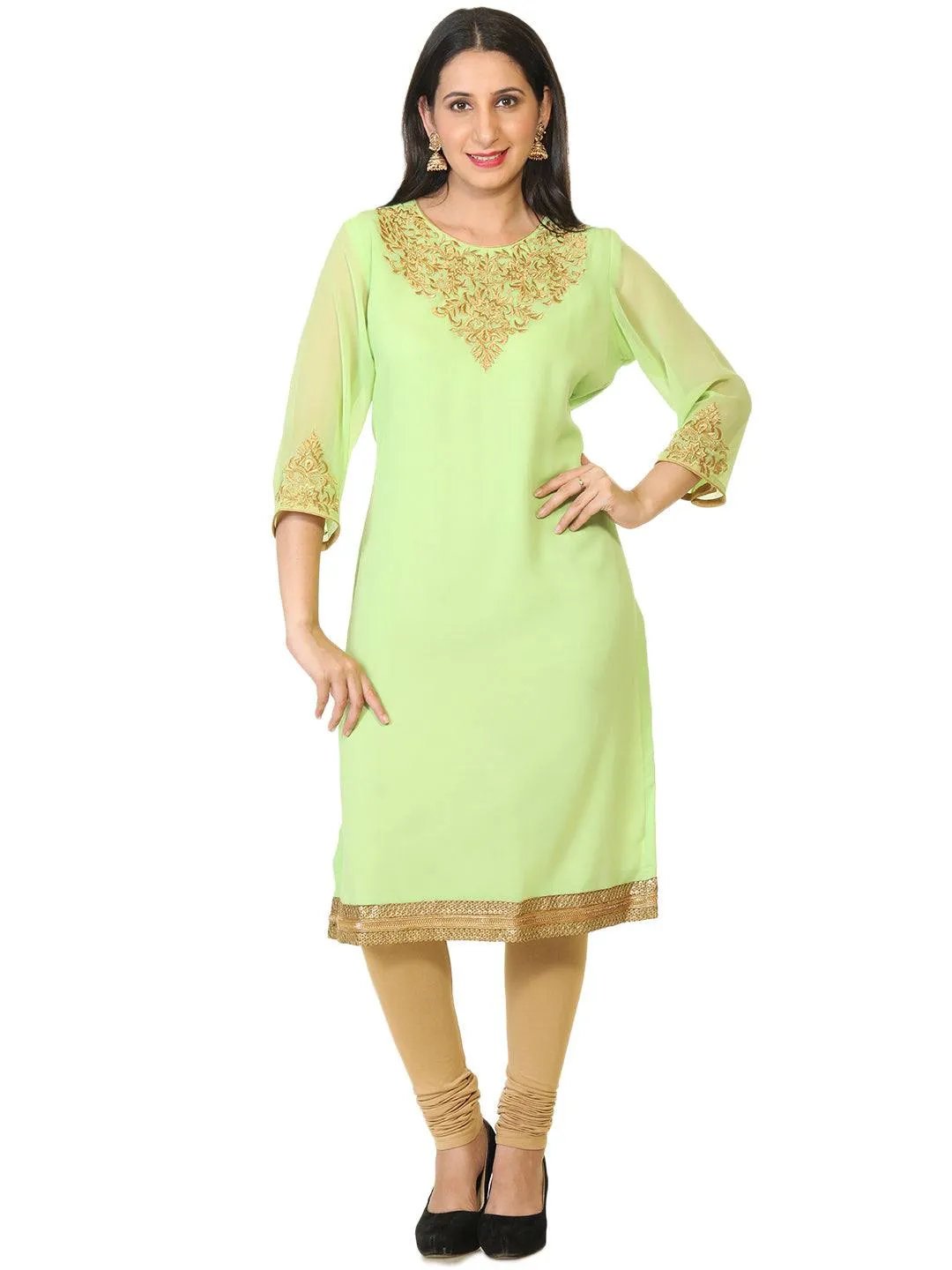 Long Party Wear Green Kurti / Tunic