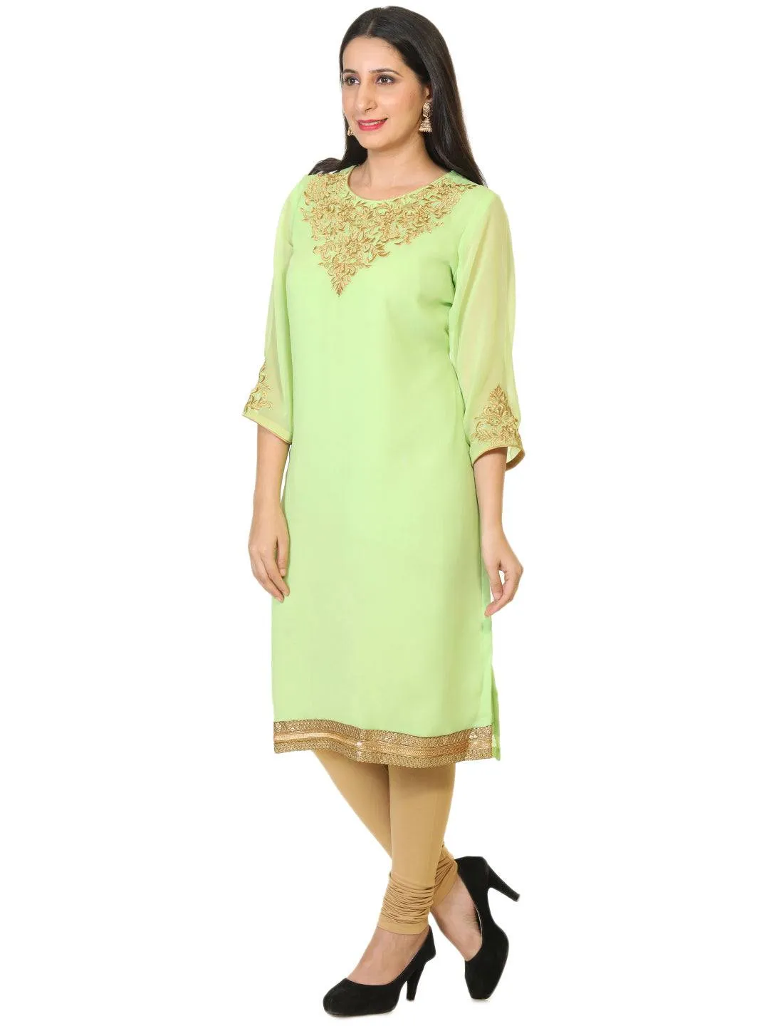 Long Party Wear Green Kurti / Tunic