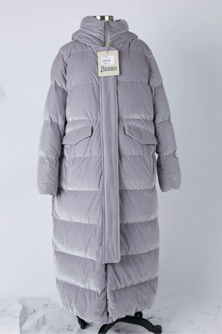 Long Velour Puffer Jacket