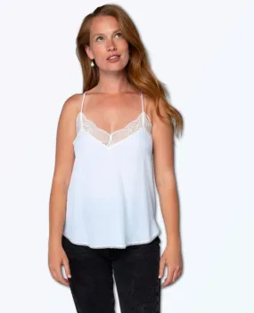 Lura Silky Lace Trim Camisole Chalk