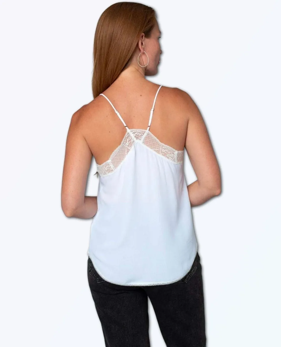 Lura Silky Lace Trim Camisole Chalk