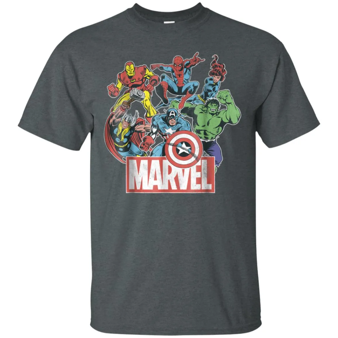 Marvel Avengers Team Retro Comic Vintage Graphic Men Cotton T-Shirt