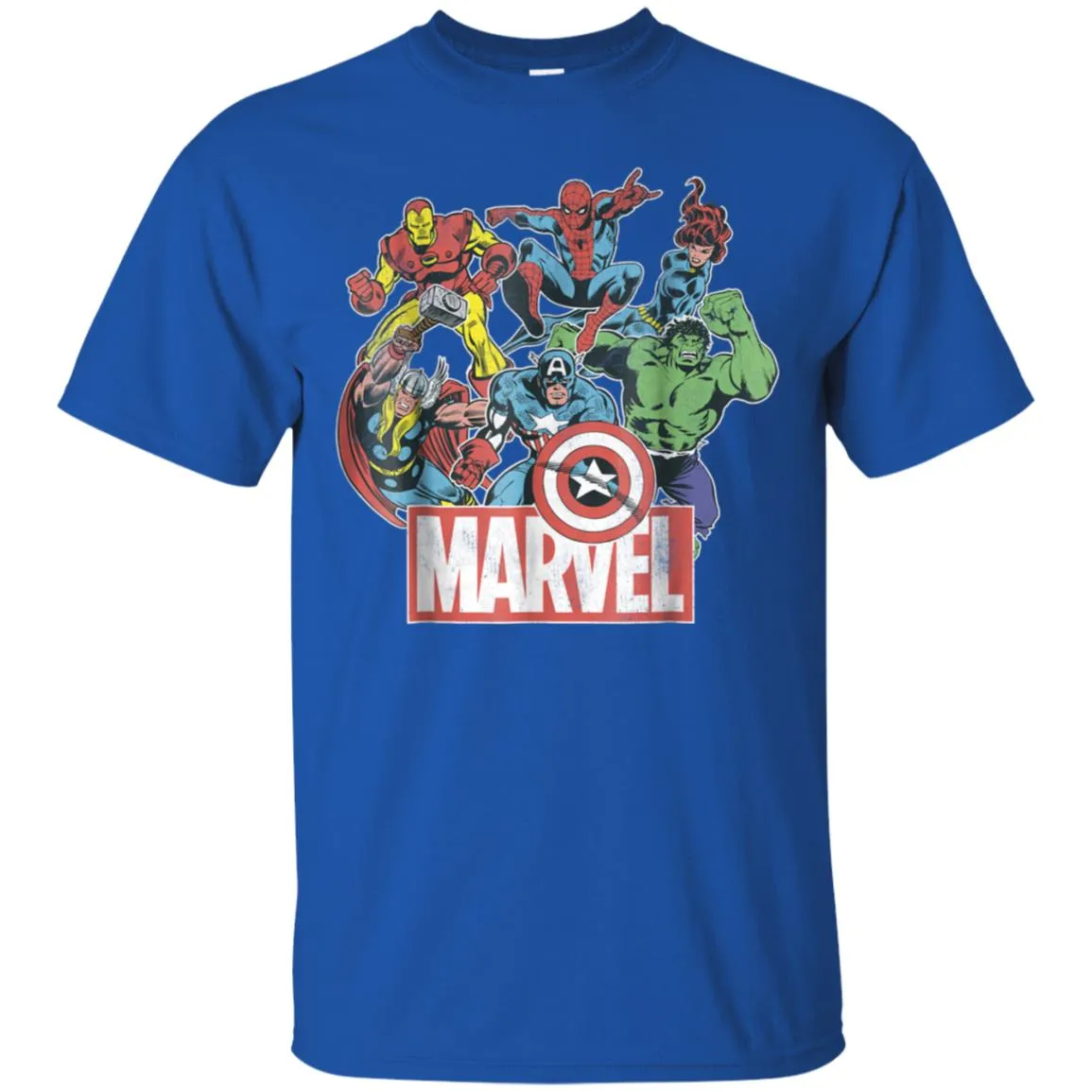 Marvel Avengers Team Retro Comic Vintage Graphic Men Cotton T-Shirt