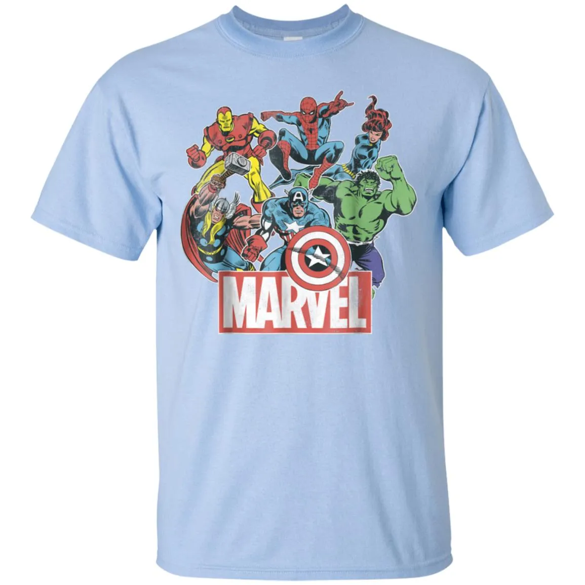 Marvel Avengers Team Retro Comic Vintage Graphic Men Cotton T-Shirt