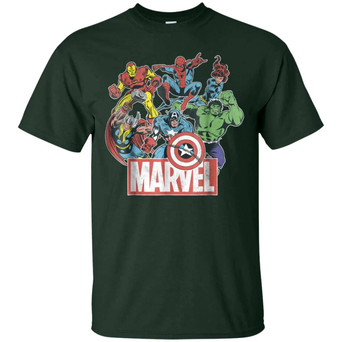 Marvel Avengers Team Retro Comic Vintage Graphic Men Cotton T-Shirt