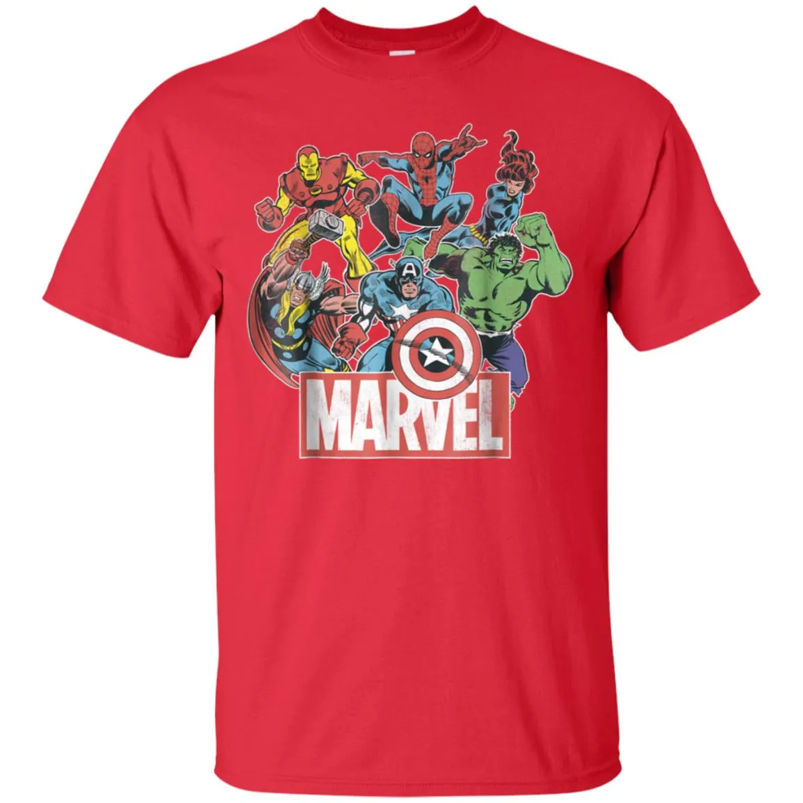 Marvel Avengers Team Retro Comic Vintage Graphic Men Cotton T-Shirt