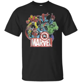 Marvel Avengers Team Retro Comic Vintage Graphic Men Cotton T-Shirt