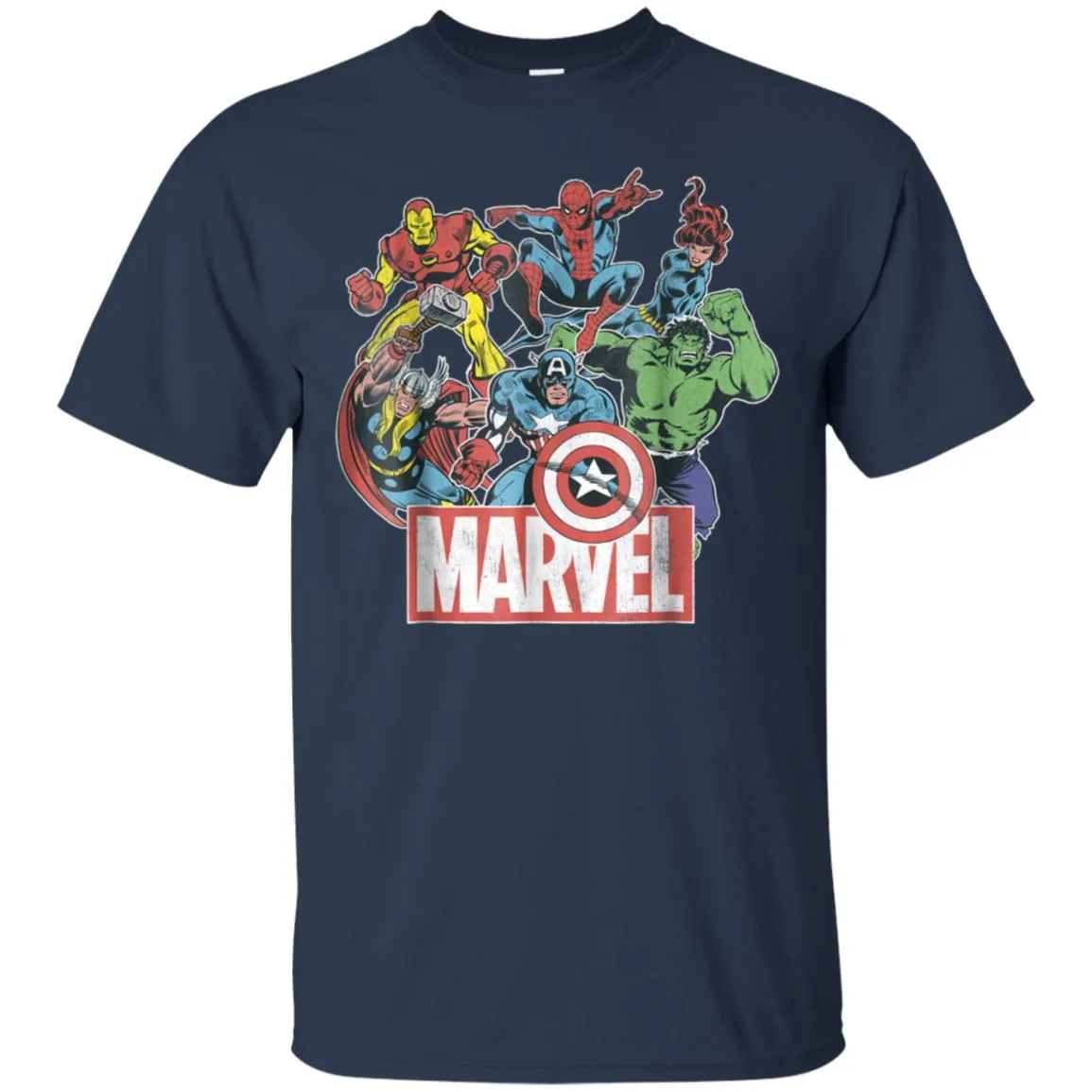 Marvel Avengers Team Retro Comic Vintage Graphic Men Cotton T-Shirt