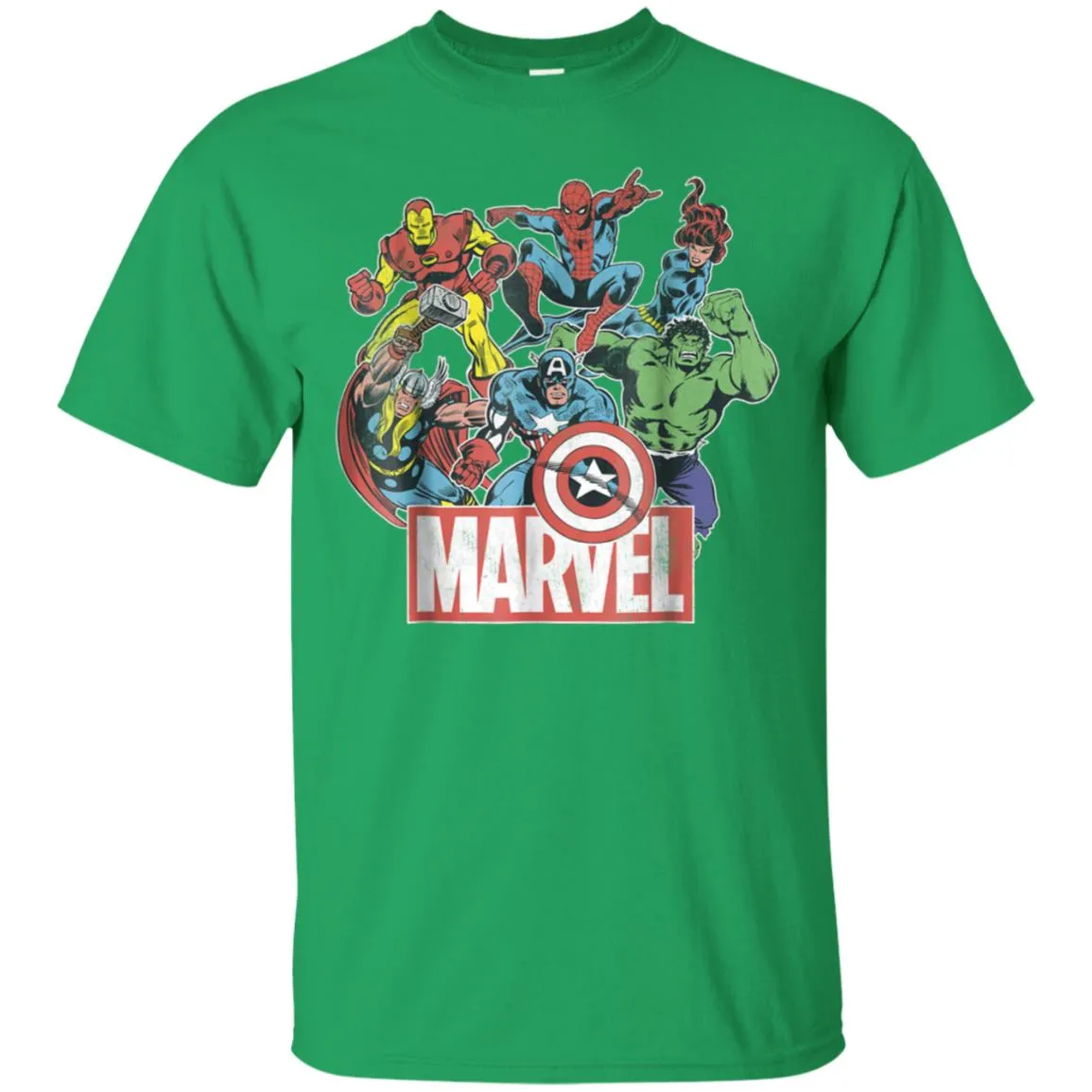 Marvel Avengers Team Retro Comic Vintage Graphic Men Cotton T-Shirt