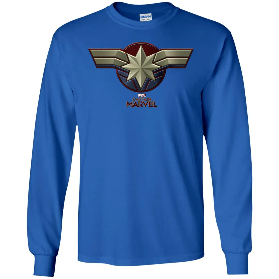 Marvel Captain Marvel Movie Chest Symbol Men Long Sleeve Shirt