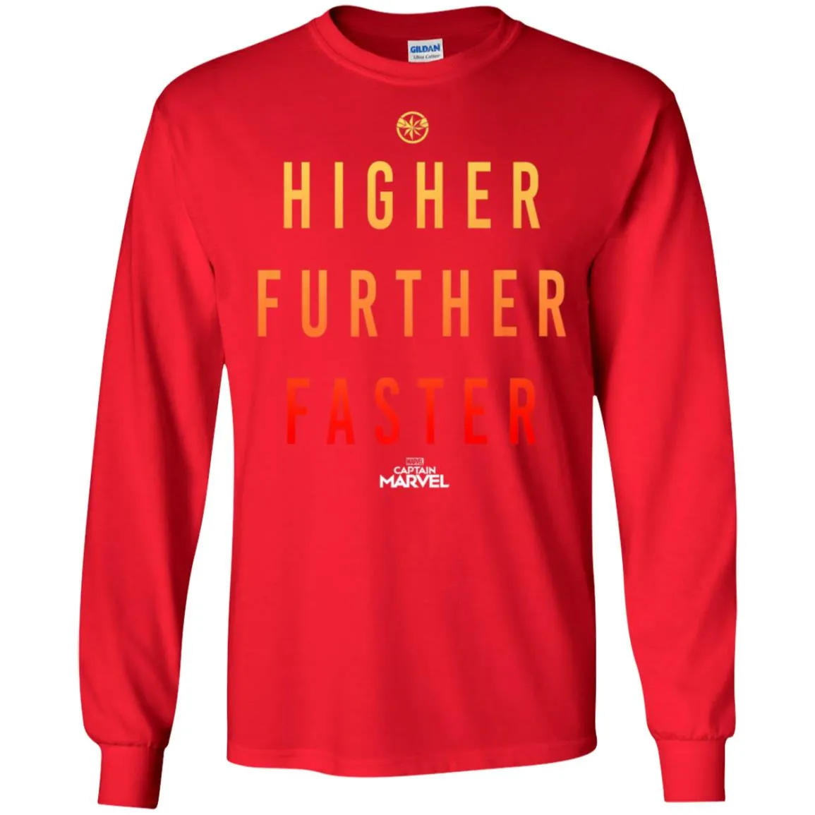 Marvel Captain Marvel Movie Higher Faster Men Long Sleeve Shirt