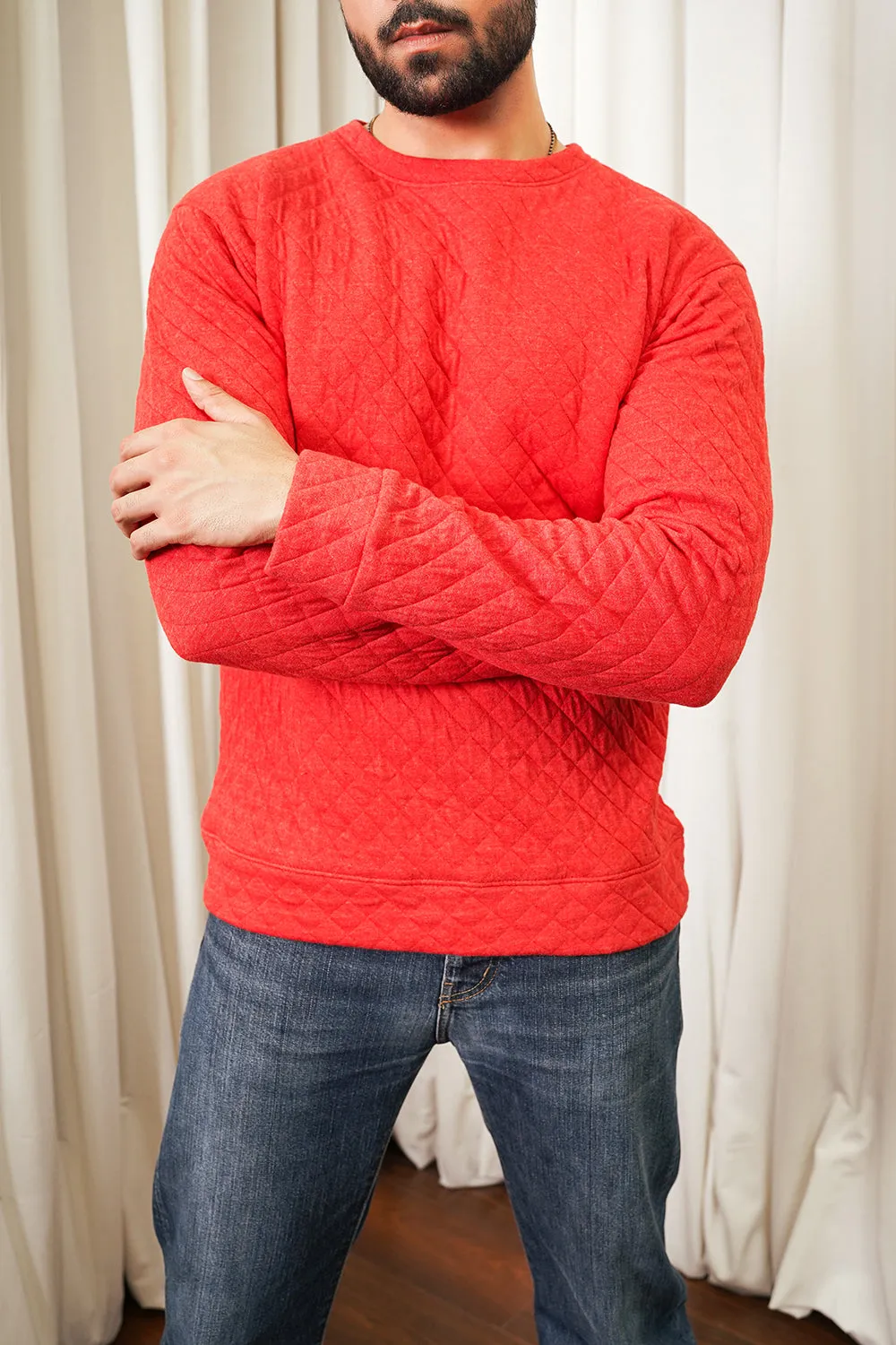 Men Knitted Red Sweat Shirt