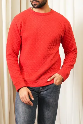 Men Knitted Red Sweat Shirt