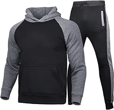 Men's Athletic Sweatshirt Tracksuit Pullover Hoodie Jogging Pants 2 Pieces Set