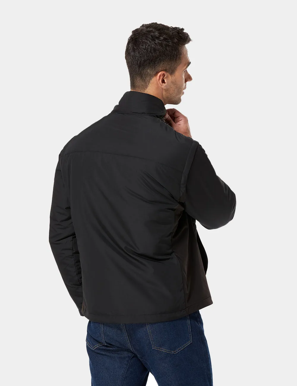 Men's Heated Golf Jacket with Zip-off Sleeves - Black