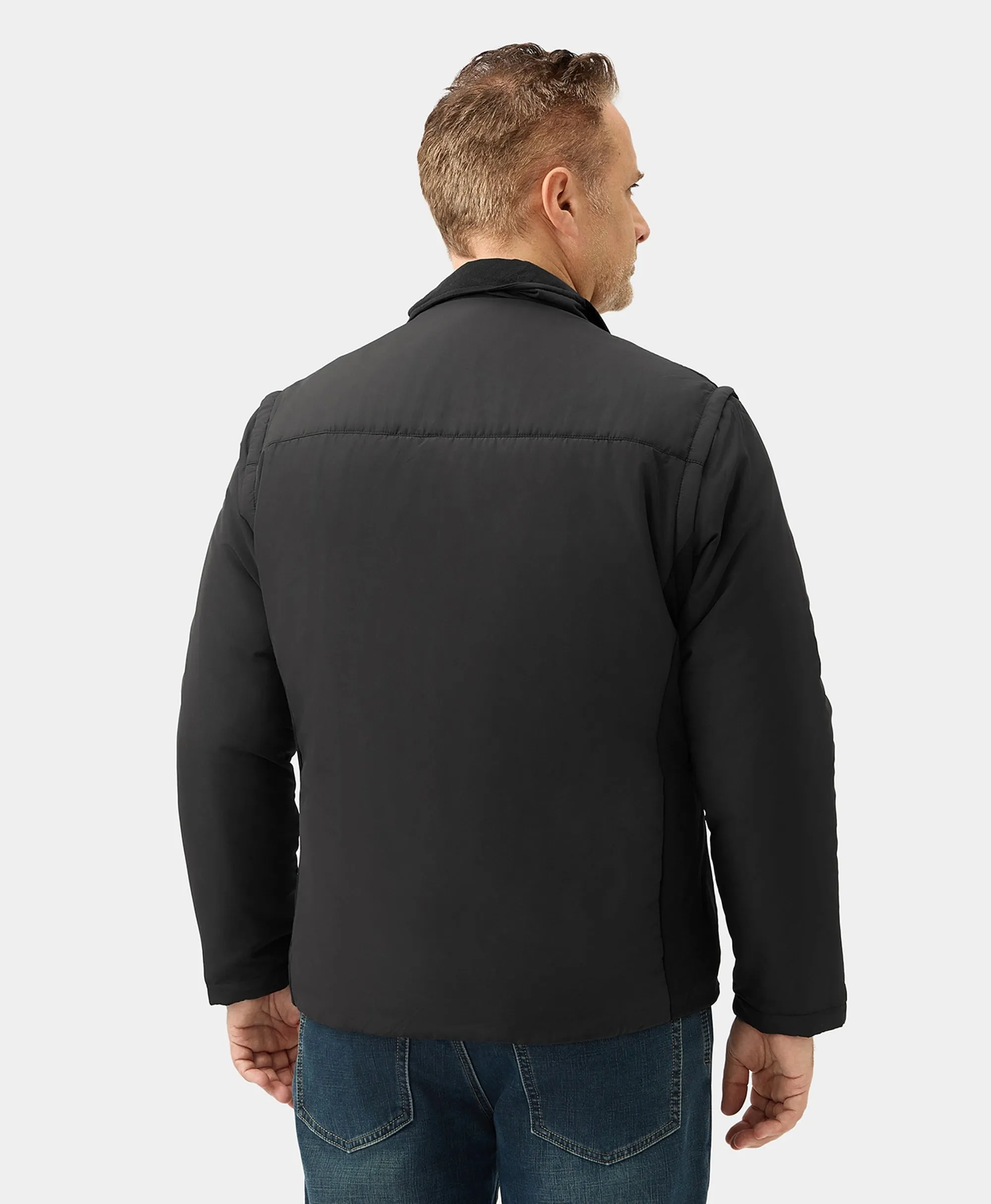 Men's Heated Golf Jacket with Zip-off Sleeves - Black