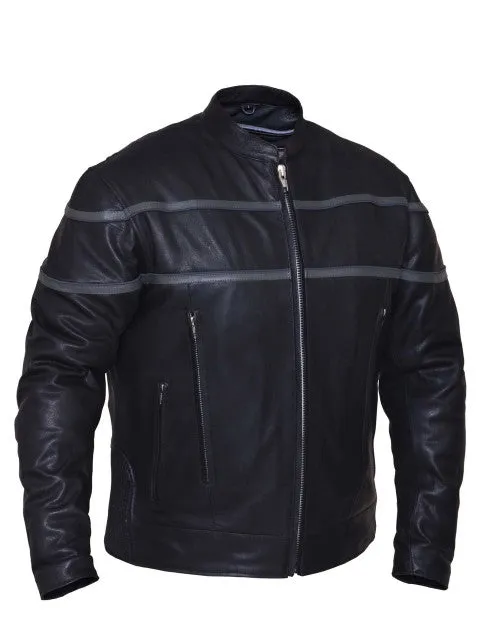 Men's Leather Jacket with Reflective Piping 6049.18 MJ