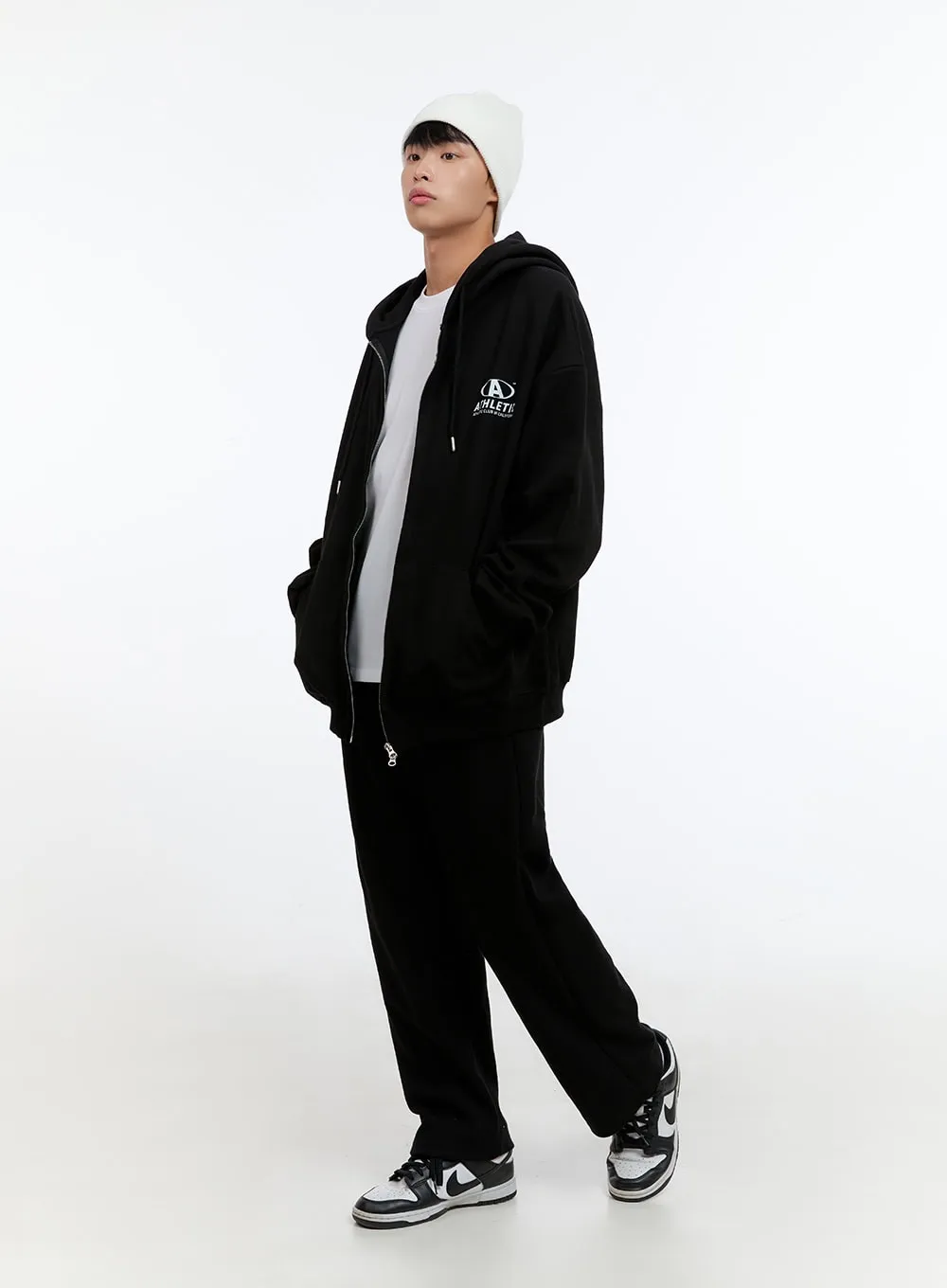 Men's Relaxed Fit Cotton Sweatpants (Black) IS412