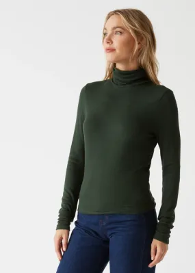 Michael Stars Tara Crop Turtleneck- DK Matcha