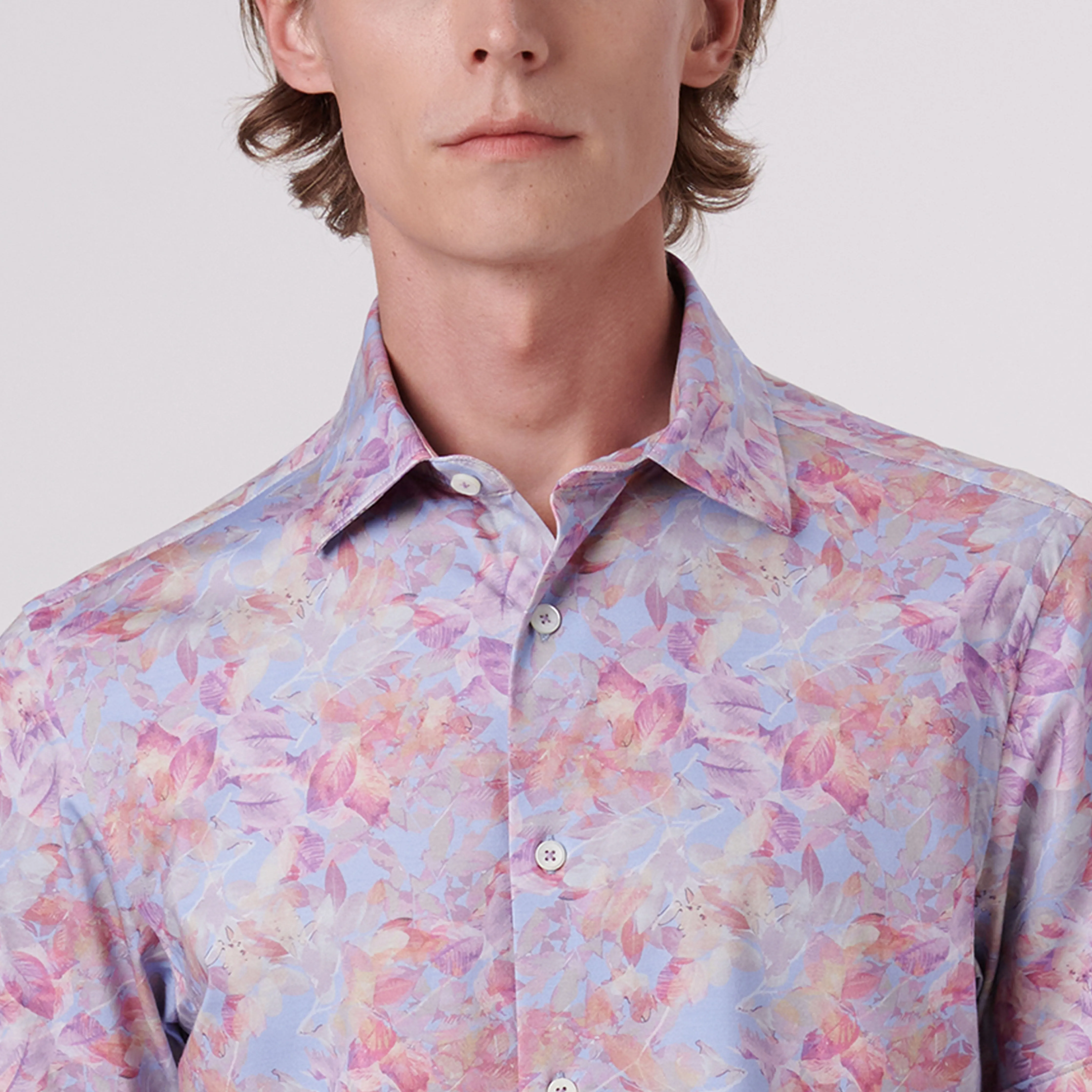 Milo Aquarelle Leaf Print OoohCotton Short Sleeve Shirt