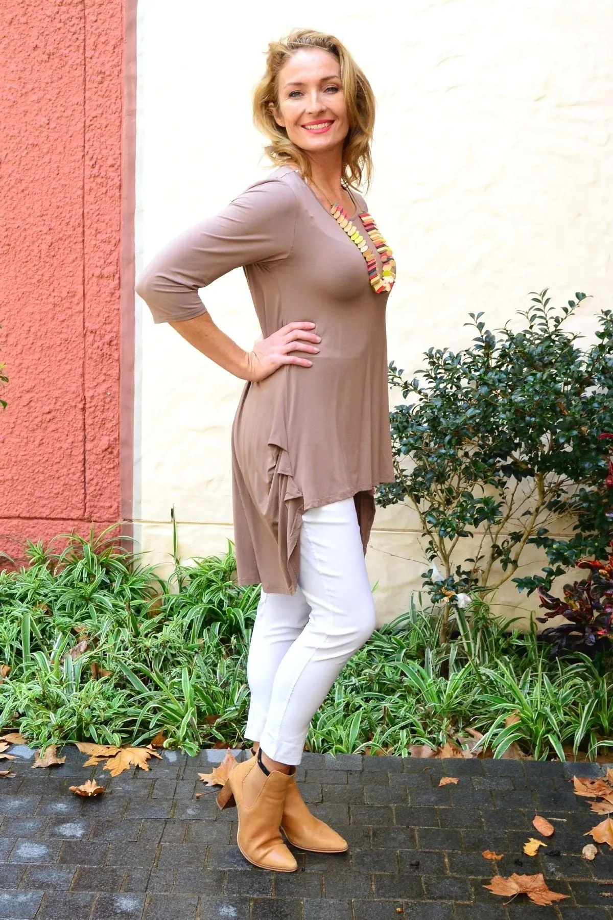 Mocha Jersey Hi Low Tunic Top