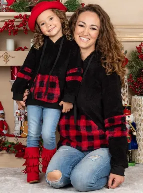 Mommy and Me Buffalo Plaid Plush Hoodie